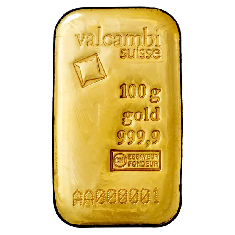 100g Gold Bar | Valcambi | Casted - Gold Bars