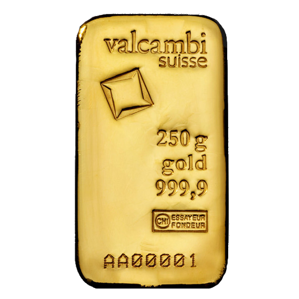 250g Gold Bar | Valcambi | Casted - Gold Bars