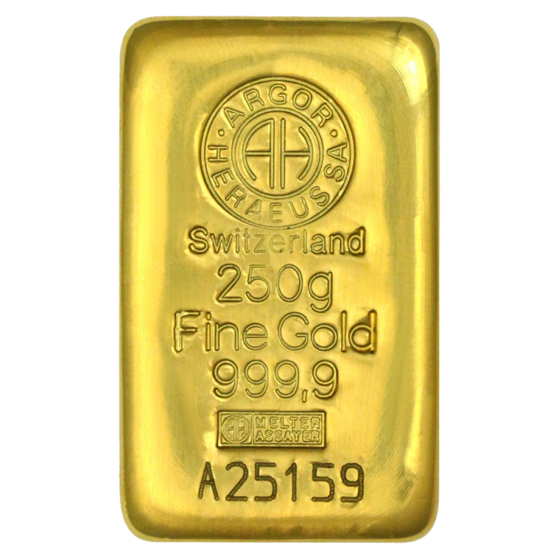 250g Gold Bar | Argor-Heraeus | Casted - Gold Bars